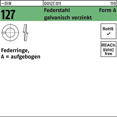 Produktbild von Reyher  Federringe DIN 127 Federst. A 3,5 vz (100 Stück)