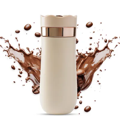 Obrázek produktu pro Přenosný cestovní hrnek French press, 320 ml, dvoustěnný izolovaný kávovar z nerezové oceli pro mletou kávu a čajové lístky na cestách. Nepoužívejte netěsnící presovač na horkou/studenou kávu