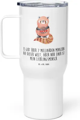Produktbild von Mr. & Mrs. Panda To-Go-Becher Roter Panda - Weiß - Geschenk, Lustige Sprüche, Thermobecher, thermosbecher, Isolierbecher, Liebe, Teetasse, Herz, Rot, Lieblingsmensch