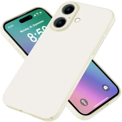 Obrázok produktu pre NALIA Ultra Slim Hardcase pre iPhone 16 – odolné proti odtlačkom prstov a s hrúbkou 0,5 mm – PUREFIT (matné a ľahké) – značka z Berlína – krémovo biele
