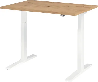 Produktbild von Sitz-Steh-Schreibtisch XMKA12, 1200 x 800 x 700-1200 mm, Asteiche/weiß