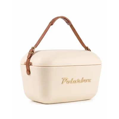 Produktbild von Kreher® Kühlbox Passive Kühltaschen Polar in Retro Vintage Design aus Kunststoff mit polystyrol (Airpop) thermische Isolierung - 20L, Cream Gold