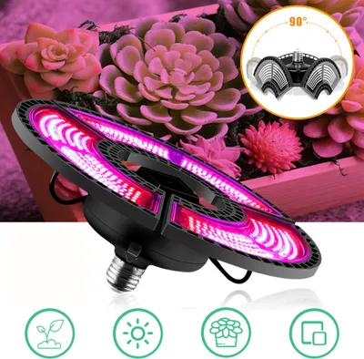 Produktbild von LED Pflanzenlampe Vollspektrum 200W Faltbar, LED Grow Lampe 288LEDs E27, Pflanzenlicht Wachstumslampe für Gewächshaus Zimmerpflanzen