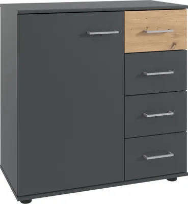 Produktbild von Kommode 81 cm breit modern in graphit mit Eiche TREVISO-43