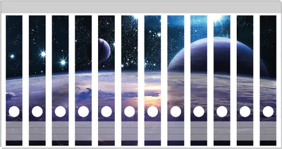 Produktbild von Wallario Ordnerrücken Sticker, selbstklebend für schmale Ordner, 12 Stück, Motiv Planeten im Weltall
