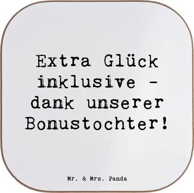 Produktbild von Mr. & Mrs. Panda Untersetzer für Gläser Spruch Bonustochter Glück - Weiß - Geschenk, Familie, Jubiläen, Tischuntersetzer, Liebe, Quadratischer, Familienleben, Coaster