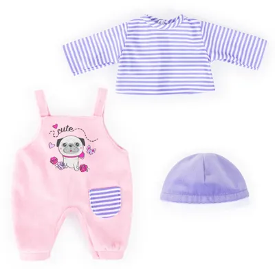 Image de Bayer Design 84683AA - Vêtements pour poupées 40-46 cm, grenouillère, haut et bonnet, ensemble, tenue avec motif de chien mignon