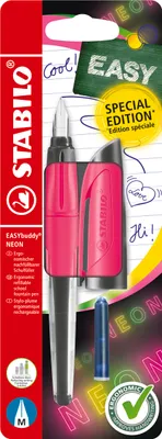 Produktbild von STABILO Schulfüller mit Standard-Feder M -  EASYbuddy NEON in neonpink - blau (löschbar…