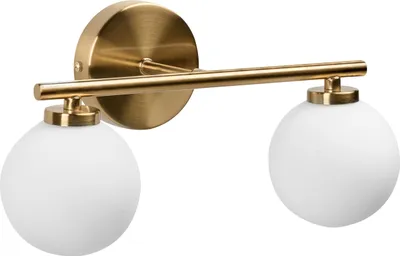 Zdjęcie produktu dla BELIANI Lampa ścienna mosiężna białe szkło metal 2-punktowa abażur klosz kula okrągła salon łazienka światło oświetlenie nowoczesna