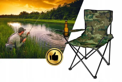 Produktbild von Campingstuhl mit Getränkehalter – gepolsterter  Klappstuhl für Zelten, Angeln, Wandern, Camo 80x47x80cm