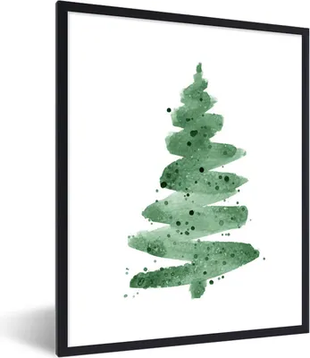 Produktbild von MuchoWow® MuchoWow® Gerahmtes Poster Illustration - Weihnachtsbaum 60x80 cm - Poster mit zchwarzem Bilderrahmen - Premium - Wanddeko Wohnzimmer