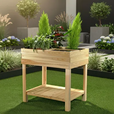 Produktbild von Hochbeet 4 Fächer Gartenbeet Holz Blumenständer Pflanzkasten Pflanztisch Gemüse