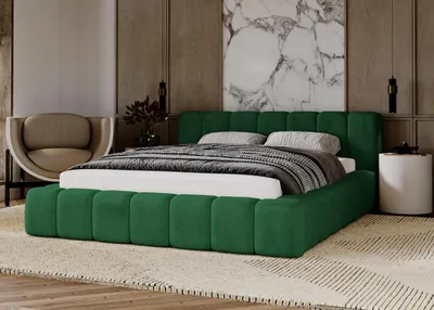 Obrázek produktu pro Čalouněná postel 180x200 cm Bolonia – postel s úložným prostorem, kovový rošt – moderní design – zelený samet