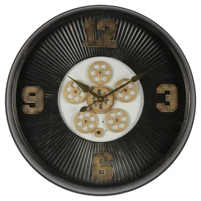 Produktbild von Clayre & Eef Wanduhr Ø 60 cm Schwarz Eisen