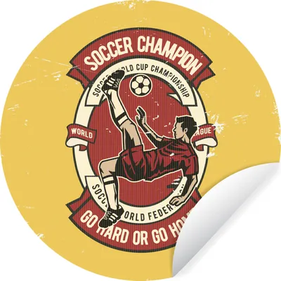Produktbild von MuchoWow® Runde Wandtattoo - Wandsticker Tapete Aufkleber Fußball - Mensch - Jahrgang - Zitat Ø 80 cm Selbstklebend und Repositionierbar - Wandaufkleber - Kreis - Mauerkreis - Wand Bilder - Wandsticker - Wohnzimmer Dekoration - Dekoration für die Wände - Aluminium - Babyzimmer