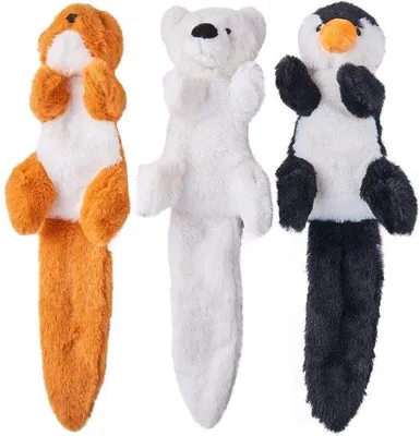 Produktbild von Famanu Plüsch Hundespielzeug ohne Füllung - Mit Quietscher und Knisterpapier - Set von 3