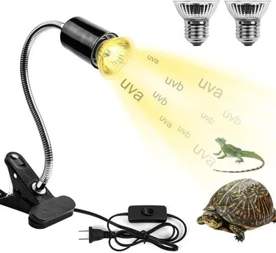 Produktbild von Reptil Warmteleuchte 50W - UVA+UVB Badeleuchte - 360° Drehbar - für Echsen, Schlangen & Schildkröten - Terrariumleuchten Set