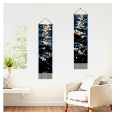 Produktbild von Tapisserie mit Meeroberfläche und Wellenmuster für Wanddekoration 130x33cm