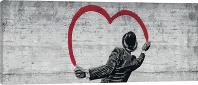 Produktbild von Leinwandbilder Street ARt Banksy 145x45 cm Modern Panorama XXL Canvas Bilder Leinwandbild Leinwand Bilder Schlafzimmer Wohnzimmer Wandbilder Kunstdruck Wand Bild auf Leinwand Aufhängefertig