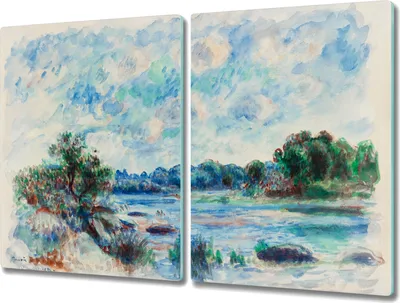 Produktbild von Coloray Hackbrett Küchenbrett Kochplattenabdeckung Schneidebrett Herdabdeckplatte 2x40x52 cm - Fluss Wald Himmel