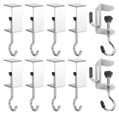 10 schlagfreie Haken, verstellbar, 7,3x2,8x1,6 cm, Stahlfarbe