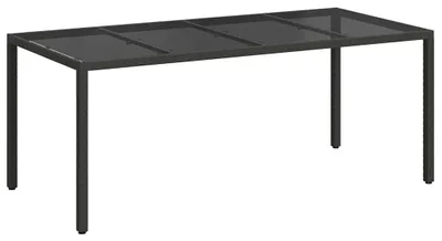 Image de vidaXL Table de jardin noire 190 x 90 x 75 cm en polyrotin