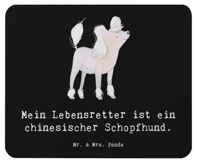 Produktbild von Mr. & Mrs. Panda Mauspad Chinesischer Schopfhund Lebensretter - Schwarz - Geschenk, Mouse Pad, Mousepad, mousematte, laptop, Chinese Crested Dog, computer
