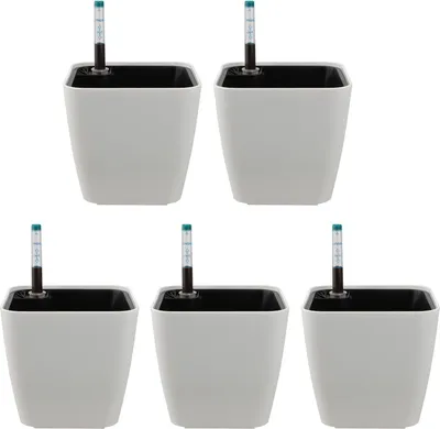 Immagine prodotto di Vaso da fiori autoinnaffiante - bianco - plastica - 14 cm - 5 pezzi