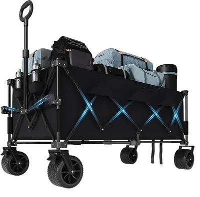 Obrázok produktu pre Skladací vozík, nosnosť 210 kg, terénne pneumatiky, čierny