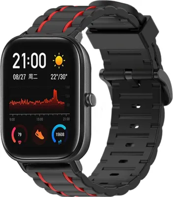 Produktbild von Strap-it Xiaomi Amazfit GTS Sport Schnallenarmband (Schwarz/Rot)