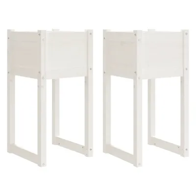 Immagine prodotto di vidaXL Fioriera 2 pz. Bianco 40x40x81 cm in legno di pino massiccio