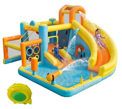 Produktbild von AIORBER Kinder Hüpfburg Wasserpark mit Wasserrutsche, Pool, Gebläse, Outdoor Wasserspielplatz, Oxford, 405 cm, Bunt