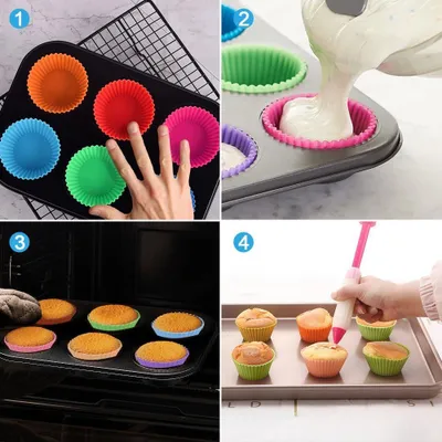 Produktbild von Komplettes Muffin-Bakformen-Set für 6 Muffins mit wiederverwendbaren Silikonförmchen