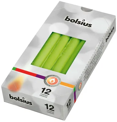 Produktbild von Bolsius Spitzkerzen Lindgrün - 12 Stück