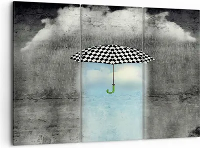 Produktbild von Bild auf Leinwand - Leinwandbild - Regenschirm Regen Abbildung Phantasie - 105x70cm - Wand Bild - Wanddeko - Leinwanddruck - Bilder - Kunstdruck - Leinwand bilder - Wandkunst - CE105x70-3103