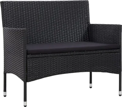Produktbild von vidaXL 4-tlg. Garten-Lounge-Set mit Auflagen Poly Rattan Schwarz