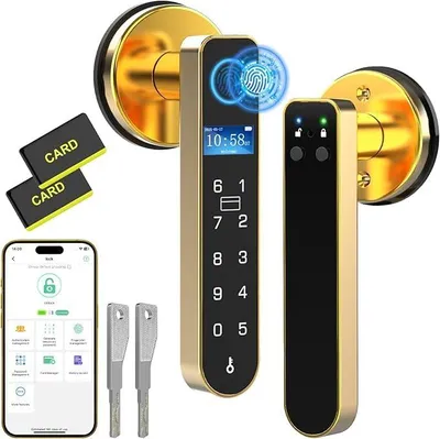 Fingerabdruck-Türschloss mit APP, Passwort, Karte und Schlüssel
