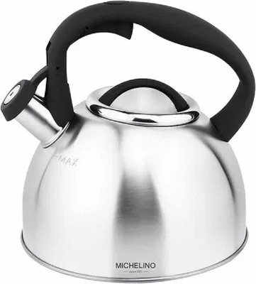 Image de MICHELINO Bouilloire à flûte 2,5L Acier inoxydable Tous feux Noir