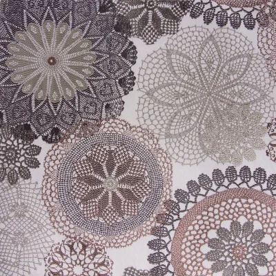 Produktbild von Möbelstoff Meterware Polsterstoff Dekostoff Doily Mandala Blumen mocca 140cm