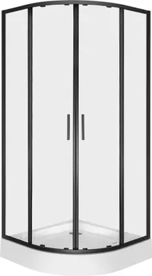 Produktbild von Kerra Solid RS 90 cm BL Duschkabine mit Duschwanne, schwarze Profile, 6mm ESG transparent Sicherheitsglas mit KERRA PROTECT Schutzschicht