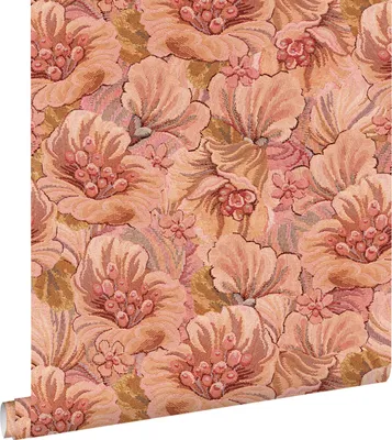 Obrázok produktu pre Tapeta ESTAhome s vyšívaným kvetinovým vzorom, terakotovo ružová, 50 x 900 cm