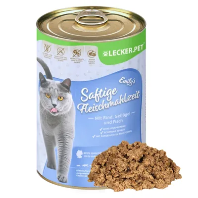 Image de 6 x 400 g Lecker.Pet® Emily's, pâtée pour chat au bœuf, volaille et poisson