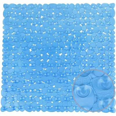 Immagine prodotto di Tappetino da doccia antiscivolo, in plastica, quadrato, blu, 54 x 54 cm