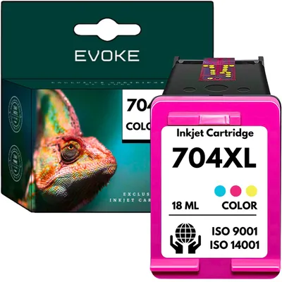 Image de Encres compatibles Evoke pour HP 704XL HP704 CN693AE, couleurs Cyan, Magenta, Jaune, capacité 18 ml, rendement de 300 pages, compatibles avec les imprimantes DeskJet 1010, 1510, 1515, 2000, 2010, 2020, 2060, K110, 2500, 2510, 2515, 2545, 3000, 3050, 3050A, 3054A, 3055A