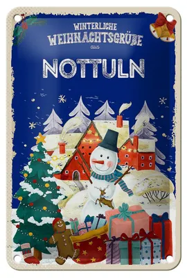 Produktbild von Blechschild Weihnachtsgrüße aus NOTTULN Geschenk Dekoration 12x18cm