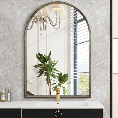 Image de Miroir mural décoratif "Bogen Spiegel" de 45x65 cm, avec cadre en aluminium, idéal pour la décoration de votre intérieur