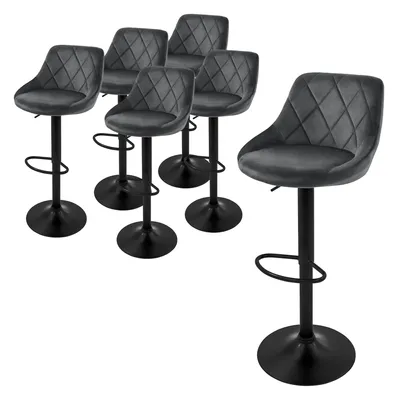 Produktbild von ML-Design 6er Set Barhocker Tresenhocker  360° drehbar, Gepolsterter Barstuhl mit Rückenlehne und Fußstütze, 62-82 cm