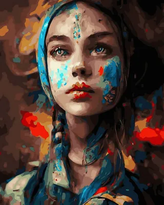 Image de Oh Art ! - Peinture par numéros Set - 40x50cm, avec cadre en bois et pinceaux "fille" DIY