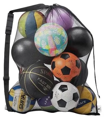 Zdjęcie produktu dla Torba siatka na piłki sportowe nylon duża 29X39 cm uchwyt regulowany