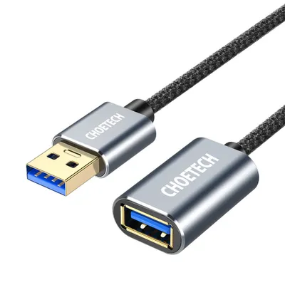 Produktbild von Choetech USB 3.0 (männlich) - USB 3.0 (weiblich) Kabelverlängerung grau (2m)